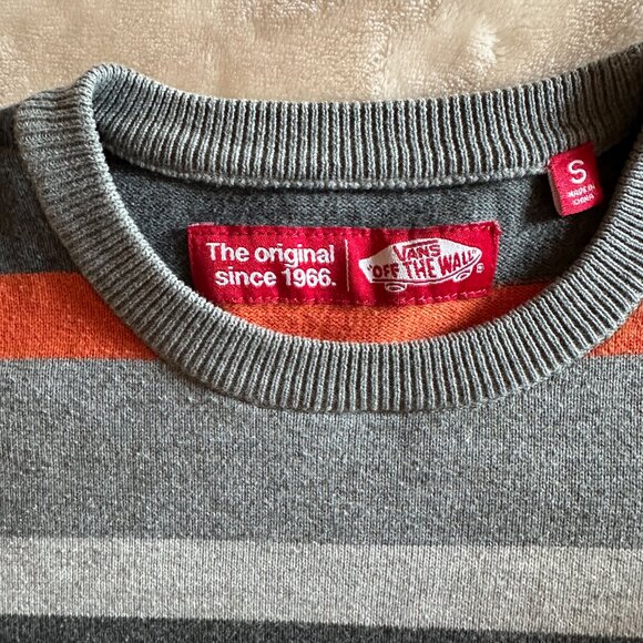 Vans 100% Cotton Y2K Crewneck Striped Sweater Men's Size S - Picture 3 of 6